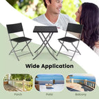 Costway 3PCSPatio Folding Rattan Bistro Set Chairs Backrest Table Garden Deck