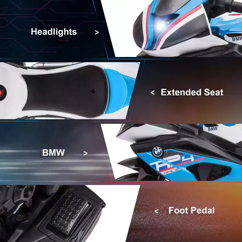 Aosom Licensed BMW HP4 Kids Electric Motorcycle Ride-On Toy 3-Wheels 6V Battery Powered Motorbike with Music for Girls Boy 18 - 60 Months