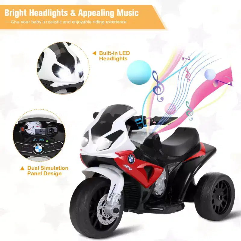 Costway Kids Ride On Motorcycle 6V Battery Powered Electric Toy 3 Wheels