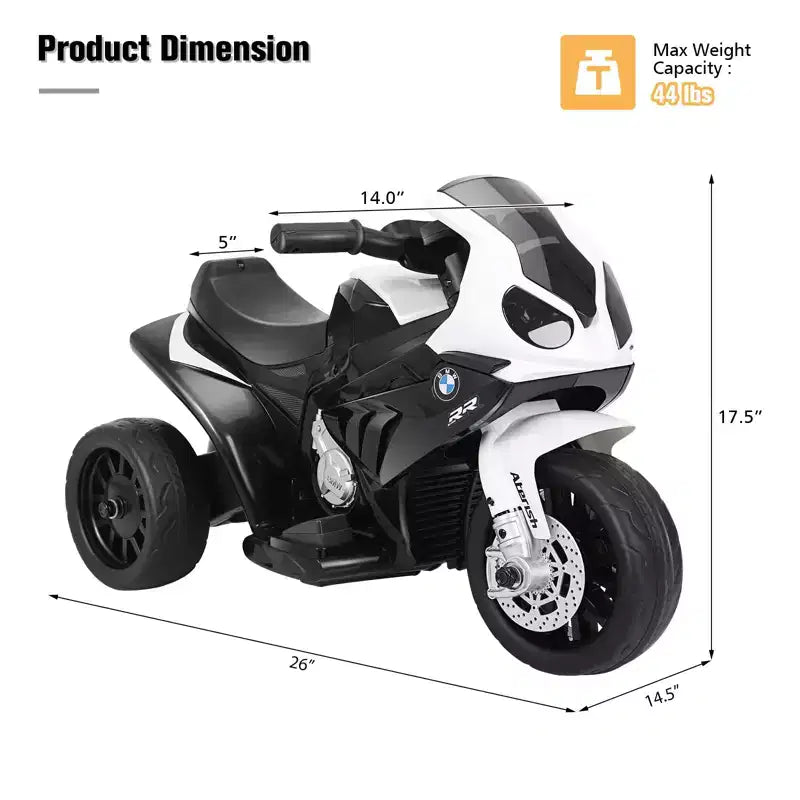 Costway Kids Ride On Motorcycle 6V Battery Powered Electric Toy 3 Wheels