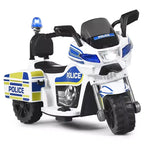 Costway 6V Kids Ride On Police Motorcycle Trike 3-Wheel w/ Headlight and Flashing Siren, White