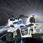 Costway 6V Kids Ride On Police Motorcycle Trike 3-Wheel w/ Headlight and Flashing Siren, White