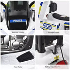 Costway 6V Kids Ride On Police Motorcycle Trike 3-Wheel w/ Headlight and Flashing Siren, White