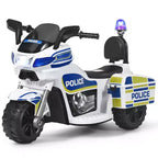 Costway 6V Kids Ride On Police Motorcycle Trike 3-Wheel w/ Headlight and Flashing Siren, White