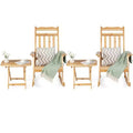 Costway 4PCS Patio Wooden Rocking Chair Bistro Set High Backrest with Folding Side Table