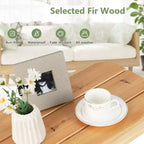 Costway 4PCS Patio Wooden Rocking Chair Bistro Set High Backrest with Folding Side Table