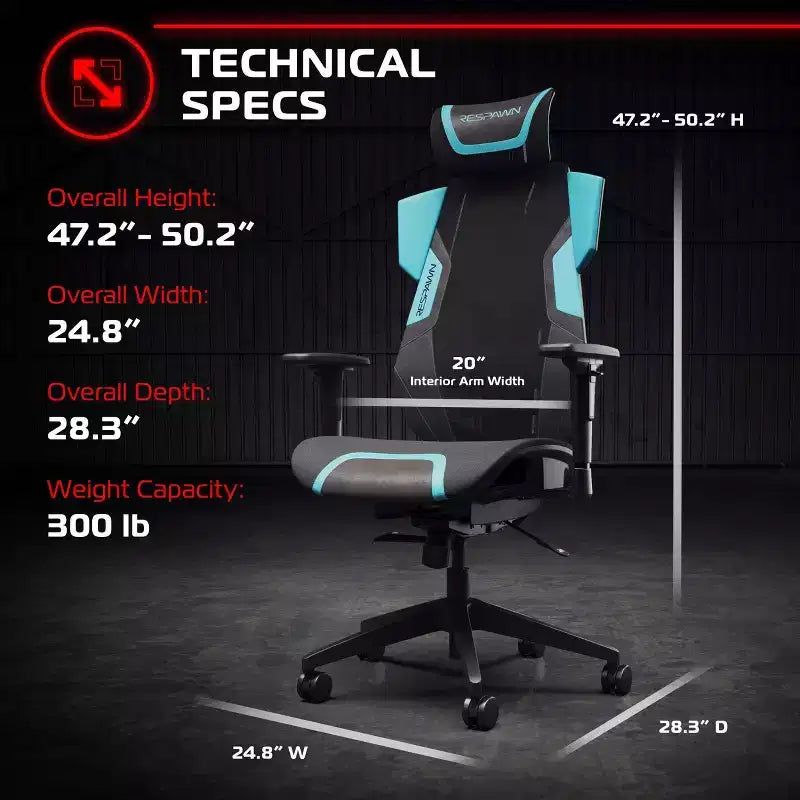 RESPAWN Flexx Mesh Gaming Chair With Lumbar Support and Adjustable Headrest