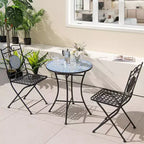 Costway 3pcs Patio Bistro Set Outdoor Furniture Mosaic Table Chairs All Weather Garden