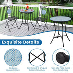 Costway 3pcs Patio Bistro Set Outdoor Furniture Mosaic Table Chairs All Weather Garden