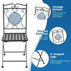 Costway 3pcs Patio Bistro Set Outdoor Furniture Mosaic Table Chairs All Weather Garden