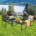 Costway 4PCS Patio Furniture Conversation Set Sofa Loveseat Armrest Garden Deck