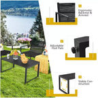Costway 4PCS Patio Furniture Conversation Set Sofa Loveseat Armrest Garden Deck