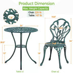 Yaheetech 3 Piece Outdoor Bistro Table Set for Garden Backyard