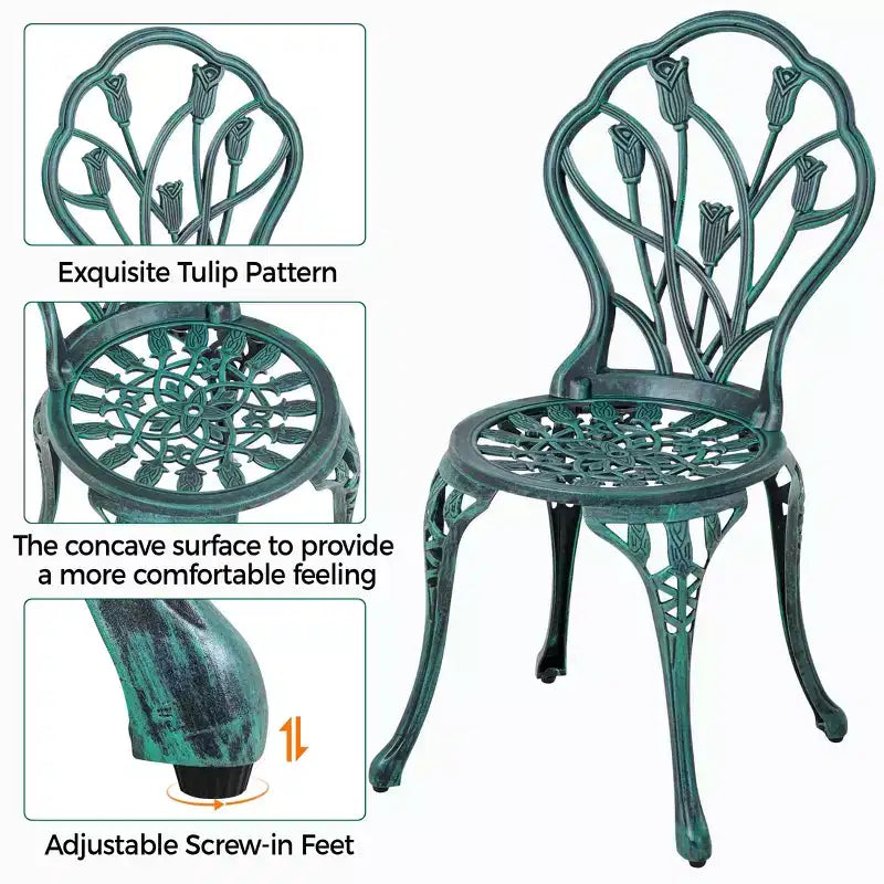 Yaheetech 3 Piece Outdoor Bistro Table Set for Garden Backyard