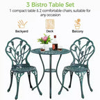 Yaheetech 3 Piece Outdoor Bistro Table Set for Garden Backyard