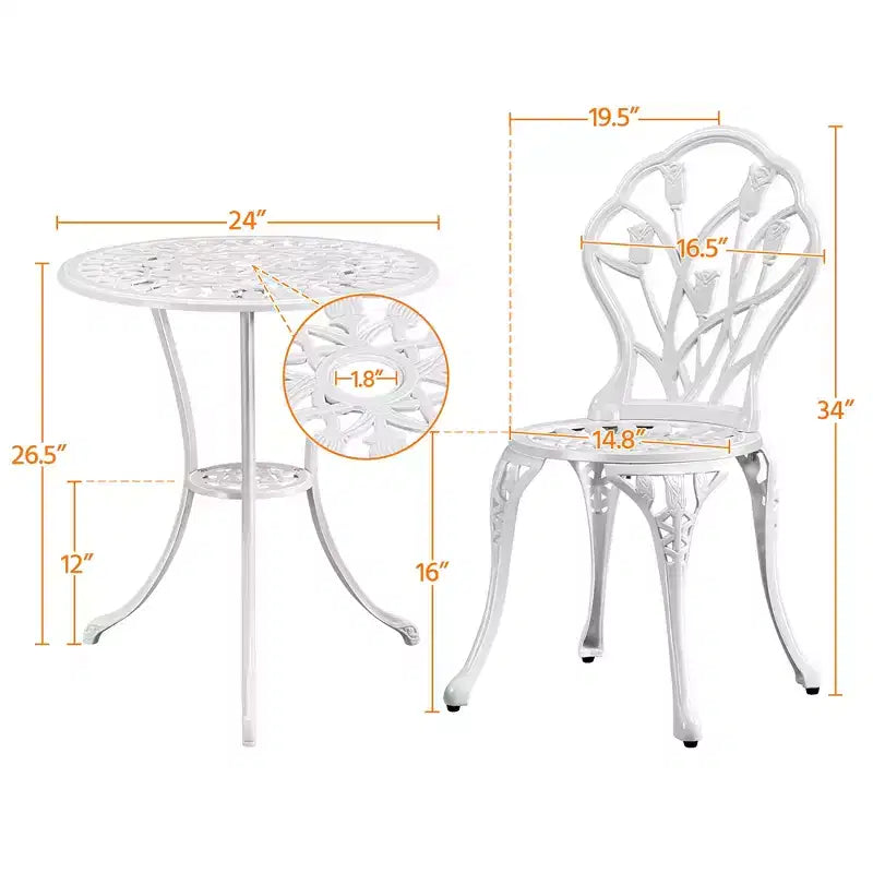 Yaheetech 3 Piece Outdoor Bistro Table Set for Garden Backyard