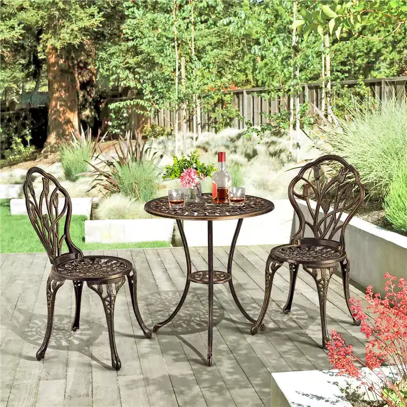 Yaheetech 3 Piece Outdoor Bistro Table Set for Garden Backyard