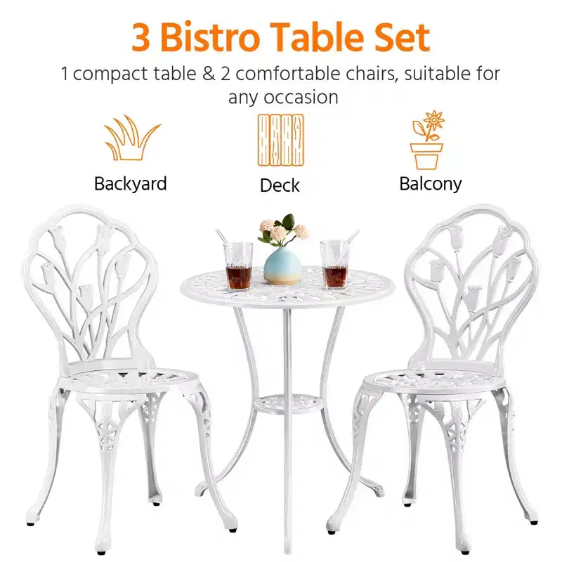 Yaheetech 3 Piece Outdoor Bistro Table Set for Garden Backyard