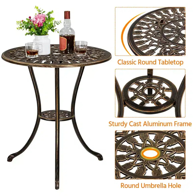 Yaheetech 3 Piece Outdoor Bistro Table Set for Garden Backyard