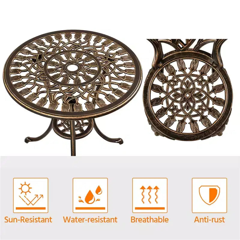 Yaheetech 3 Piece Outdoor Bistro Table Set for Garden Backyard