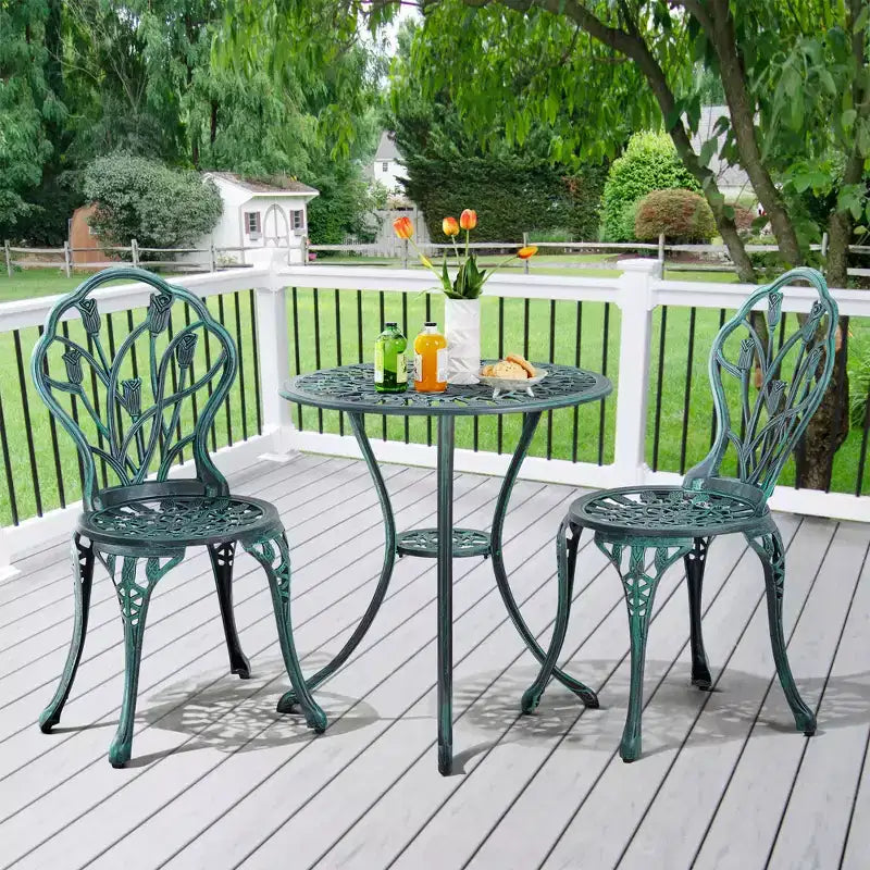 Yaheetech 3 Piece Outdoor Bistro Table Set for Garden Backyard