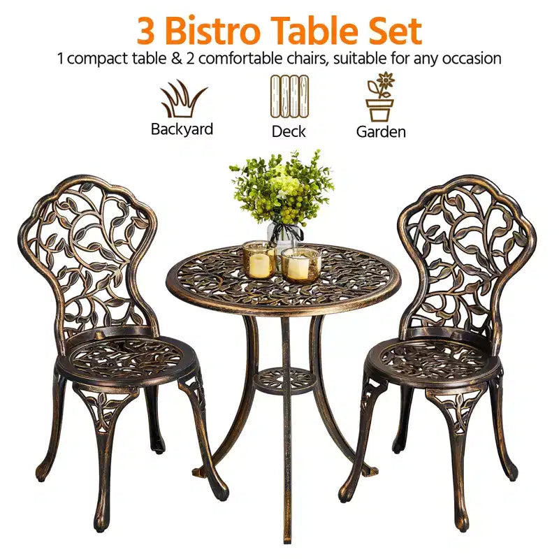 Yaheetech 3 Piece Outdoor Bistro Table Set