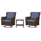 Outsunny 3-Piece Patio Bistro Set, PE Rattan Wicker Outdoor Furniture, Soft Cushions, 2 360 Swivel Rocking Chairs, 2-Tier Coffee Table