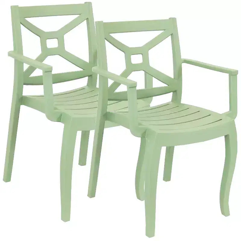 Sunnydaze Polypropylene Stackable Tristana Outdoor Patio Arm Chair