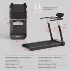 Costway 3HP Running Machine Folding Treadmill Adjustable Height APP Control Table Board
