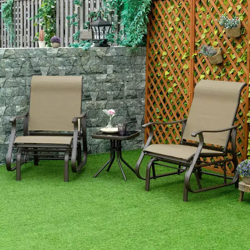 Outsunny Outdoor Swing Glider Chair, Patio Mesh Rocking Chair with Steel Frame for Backyard, Garden, and Porch