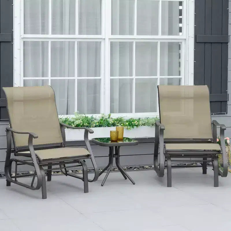 Outsunny Outdoor Swing Glider Chair, Patio Mesh Rocking Chair with Steel Frame for Backyard, Garden, and Porch