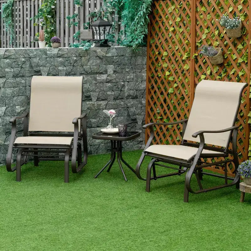 Outsunny Outdoor Swing Glider Chair, Patio Mesh Rocking Chair with Steel Frame for Backyard, Garden, and Porch