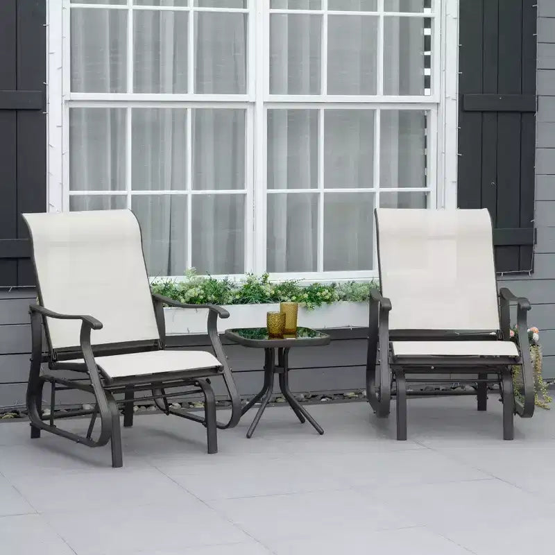 Outsunny Outdoor Swing Glider Chair, Patio Mesh Rocking Chair with Steel Frame for Backyard, Garden, and Porch