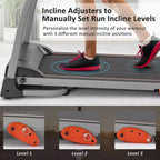 1.5HP Electric Adjustable Compact Folding Treadmill with Equipment Holder, Pulse Sensor and 3 Levels of Incline - ModernLuxe