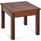 Costway 3PCS Patio Rattan Furniture Set Solid Eucalyptus Wood Frame Bistro Set with Coffee Table Patio Conversation Set (Brown)