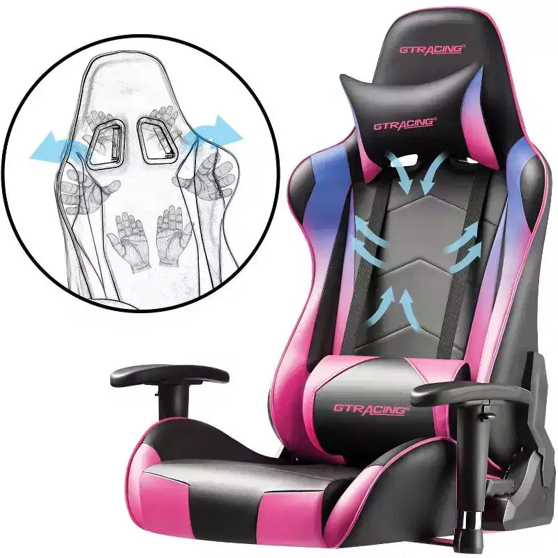 Gaming Office Chair PU Leather with Adjustable Headrest and Lumbar Pillow - GTRACING
