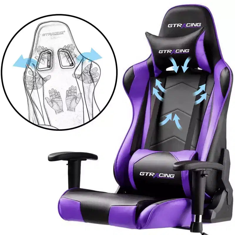 Gaming Office Chair PU Leather with Adjustable Headrest and Lumbar Pillow - GTRACING