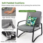 Costway 3pcs Patio Bistro Conversation Set DPC Tabletop Metal Cushioned Chairs Outdoor
