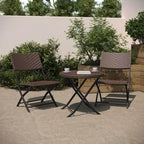 Flash Furniture Rouen Three Piece Folding Bistro Set in PE Rattan with Metal Frames for Indoor and Outdoor Use