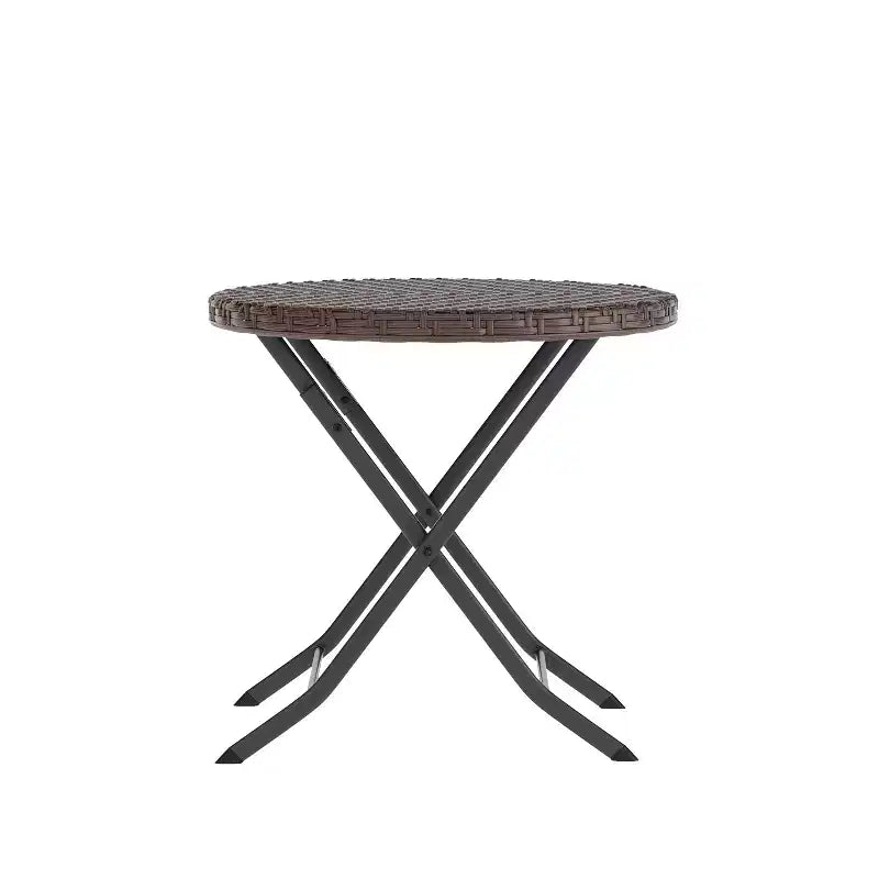 Flash Furniture Rouen Three Piece Folding Bistro Set in PE Rattan with Metal Frames for Indoor and Outdoor Use