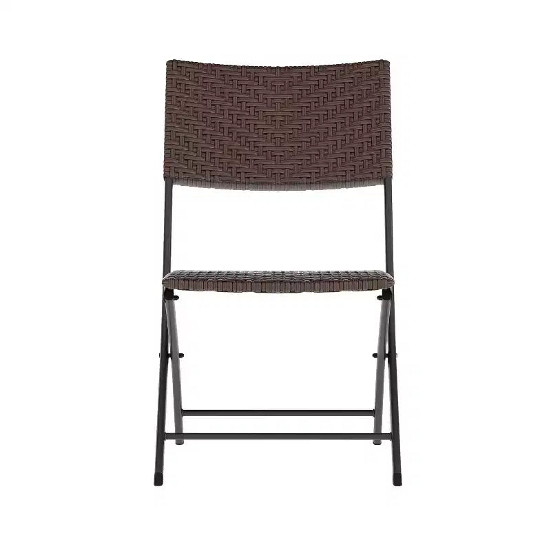 Flash Furniture Rouen Three Piece Folding Bistro Set in PE Rattan with Metal Frames for Indoor and Outdoor Use