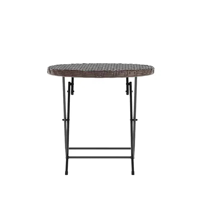 Flash Furniture Rouen Three Piece Folding Bistro Set in PE Rattan with Metal Frames for Indoor and Outdoor Use
