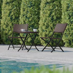 Flash Furniture Rouen Three Piece Folding Bistro Set in PE Rattan with Metal Frames for Indoor and Outdoor Use