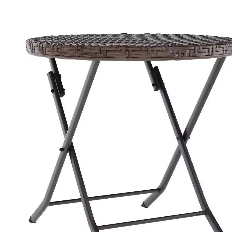 Flash Furniture Rouen Three Piece Folding Bistro Set in PE Rattan with Metal Frames for Indoor and Outdoor Use