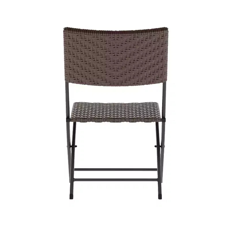 Flash Furniture Rouen Three Piece Folding Bistro Set in PE Rattan with Metal Frames for Indoor and Outdoor Use