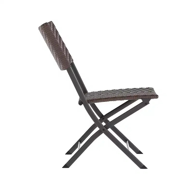 Flash Furniture Rouen Three Piece Folding Bistro Set in PE Rattan with Metal Frames for Indoor and Outdoor Use