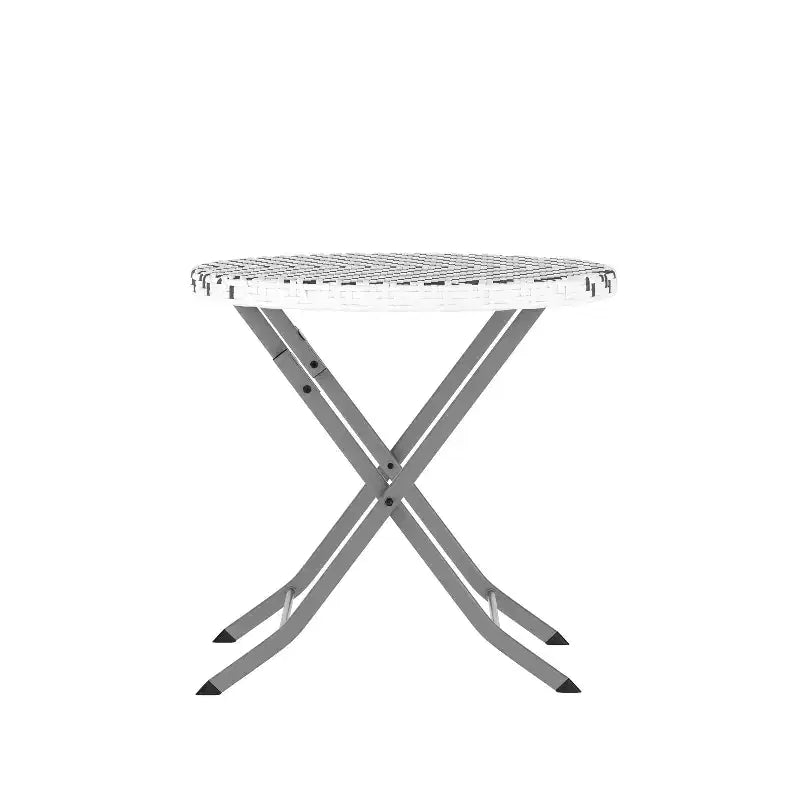 Flash Furniture Rouen Three Piece Folding Bistro Set in PE Rattan with Metal Frames for Indoor and Outdoor Use