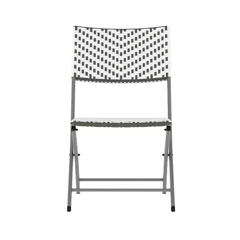 Flash Furniture Rouen Three Piece Folding Bistro Set in PE Rattan with Metal Frames for Indoor and Outdoor Use