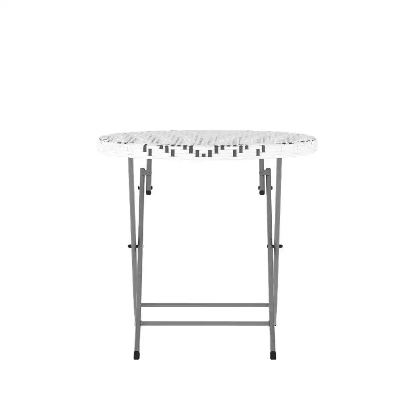 Flash Furniture Rouen Three Piece Folding Bistro Set in PE Rattan with Metal Frames for Indoor and Outdoor Use