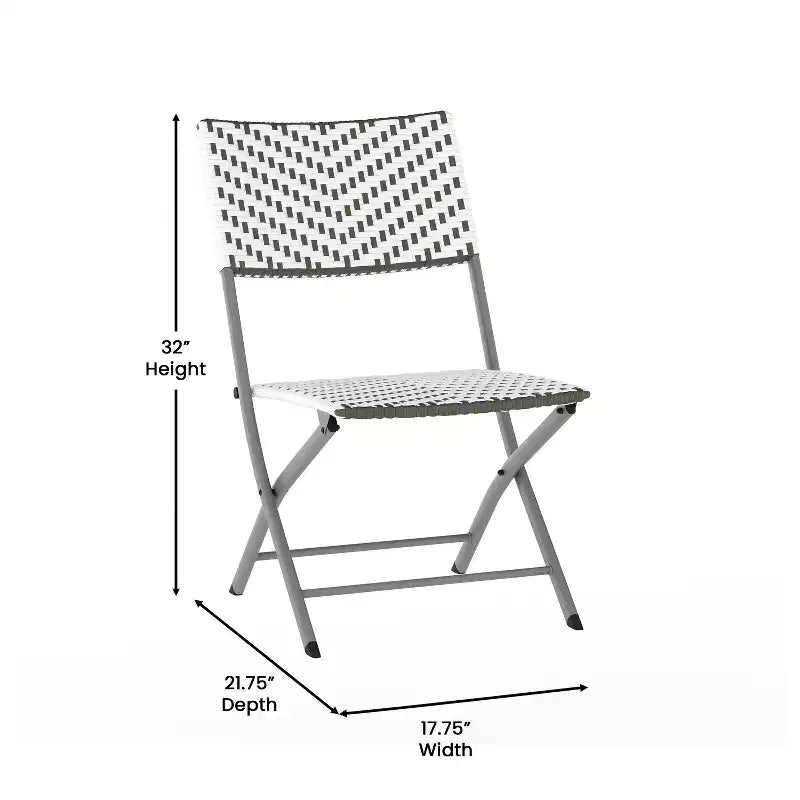 Flash Furniture Rouen Three Piece Folding Bistro Set in PE Rattan with Metal Frames for Indoor and Outdoor Use
